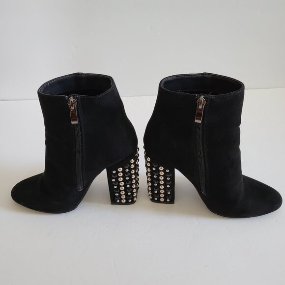 Forever 21 Velvet Suede Heels Booties Womens Size 7 (US)  Side Zip Studs Accent - Picture 11 of 15
